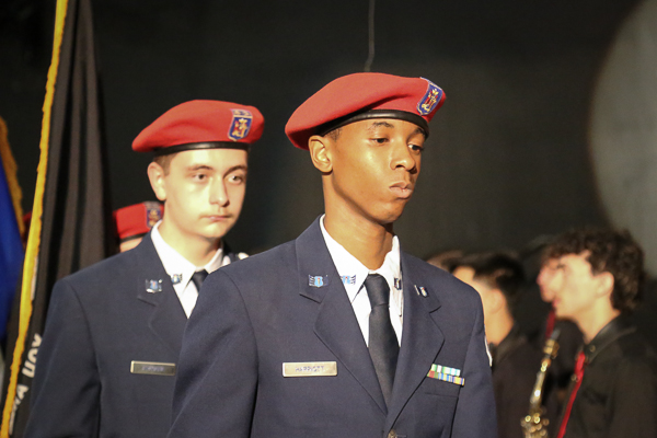 Two Students in Navy Uniform and Red Cap